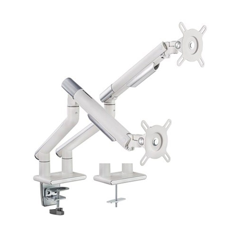 Brateck Premium Slim Aluminium Spring-Assisted Dual Monitor Arm Fix Most 17"-32" - White