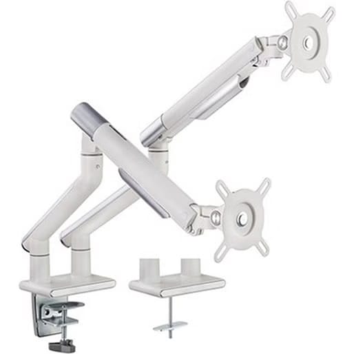 (Open Box) Brateck Premium Slim Aluminium Spring-Assisted Dual Monitor Arm Fits Most 17"-32" - White