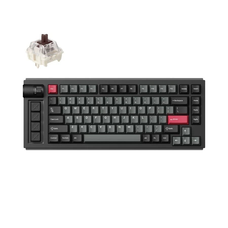 Keychron Lemokey L1 QMK/VIA Fully Assembled Knob Wireless Custom Gaming Carbon Black Keyboard - Gateron Jupiter Brown