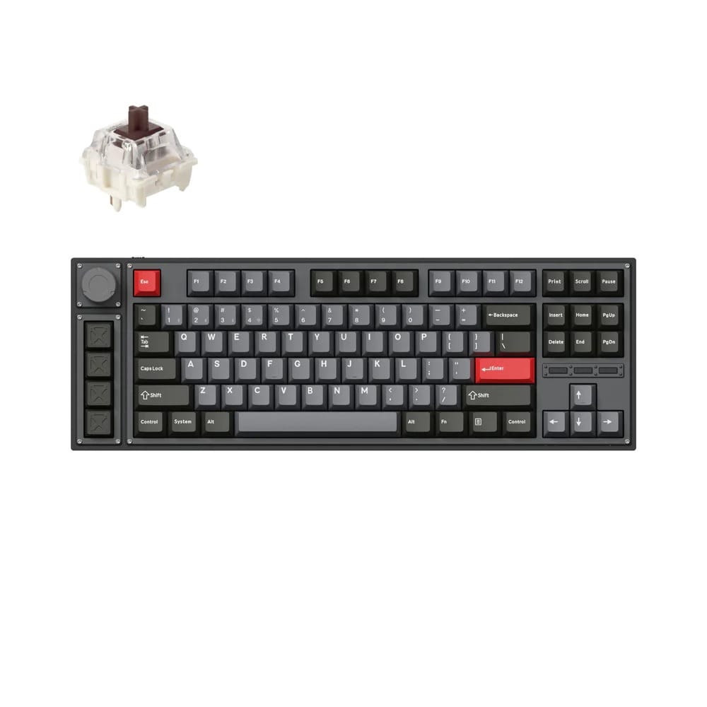 Keychron Lemokey L3 QMK/VIA Wireless Custom Mechanical Keyboard - Fully Assembled Knob / Carbon Black / Gateron Jupiter Brown
