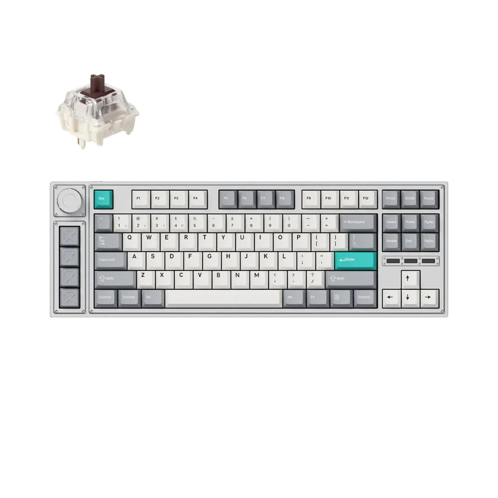 Keychron Lemokey L3 QMK/VIA Wireless Custom Mechanical Keyboard - Fully Assembled Knob / Space Silver / Gateron Jupiter Brown