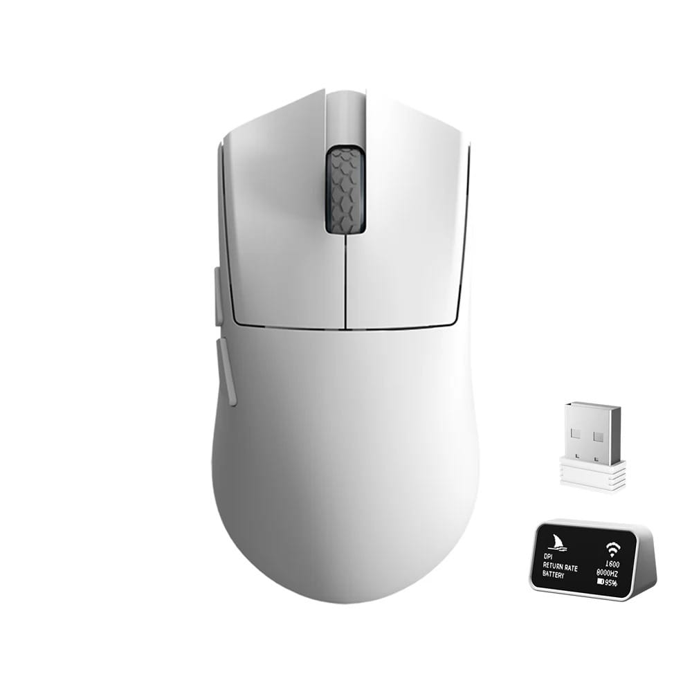 Darmoshark M3XS PRO ghostCat Trio-Mode Lightweight 8K Polling Rate Gaming Mouse - White