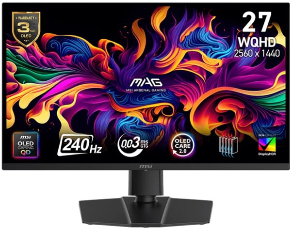 MSI MAG 273QP QD-OLED X24 26.5" WHQD 0.03ms 240Hz Monitor