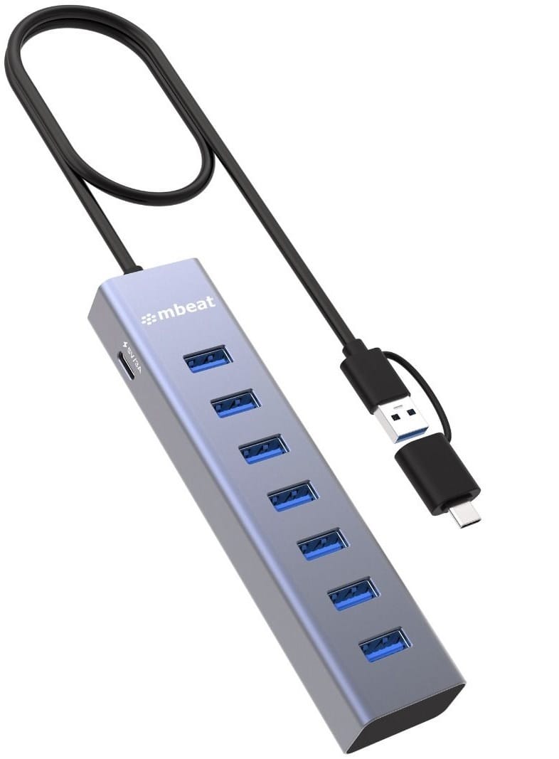 mbeat 7-Port USB Hub with Dual USB-A & USB-C Connector