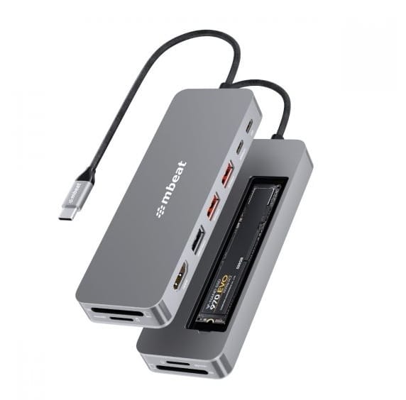 mbeat Elite 9-in-1 USB-C Multiport Hub with Built-in M.2 NVMe SSD Enclosure