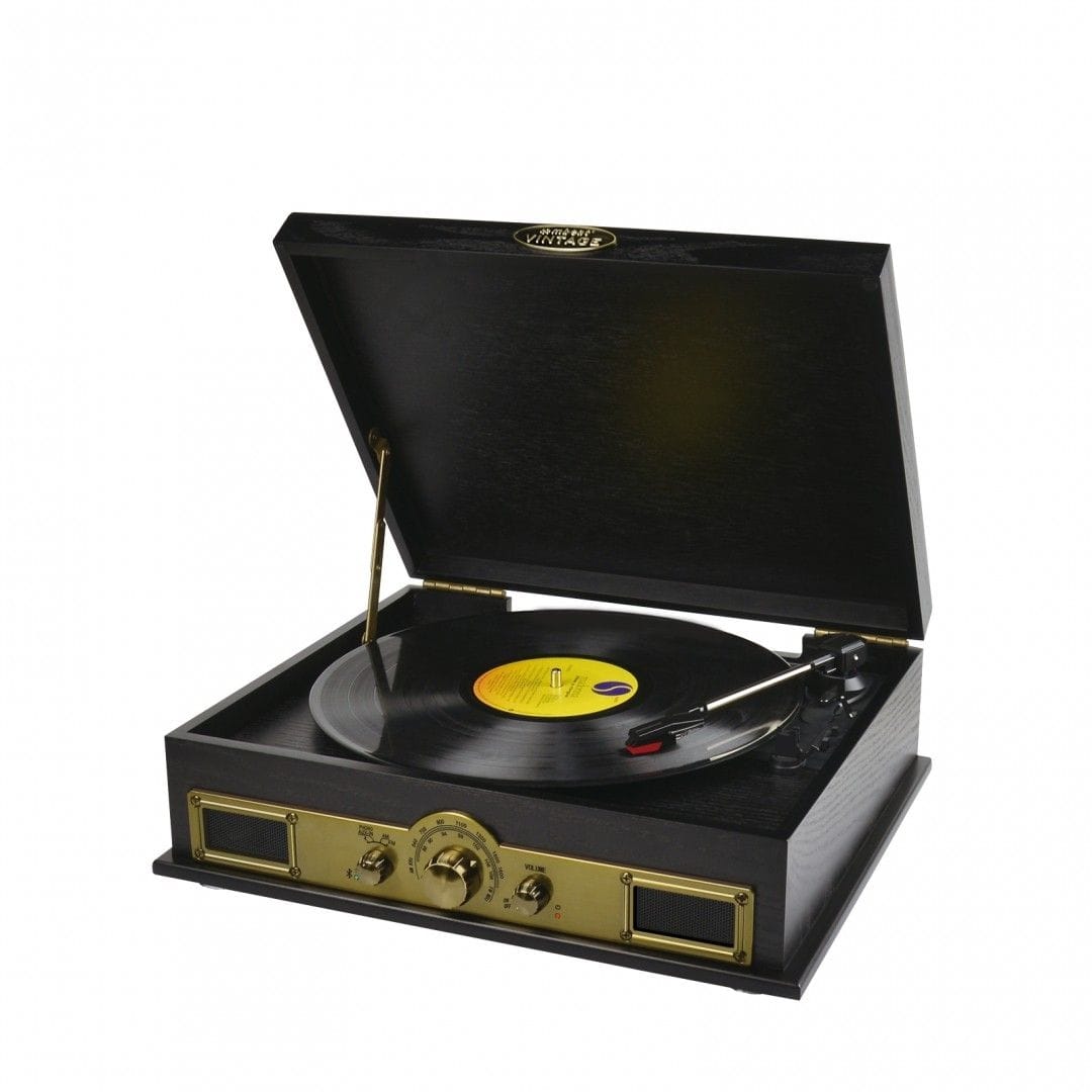 MBeat Vintage Wood Turntable With Bluetooth Speaker