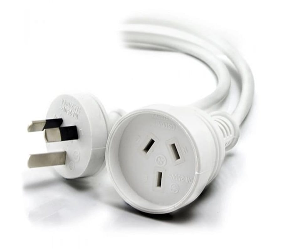 Alogic Aus 3 Pin Mains Power Extension Cable - Male to Female - White