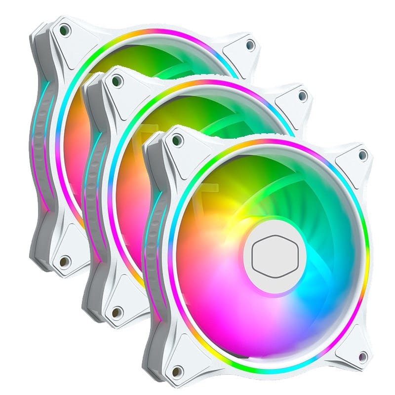 Cooler Master MasterFan MF120 Halo ARGB 120mm White Case Fan - 3 Pack - White Edition