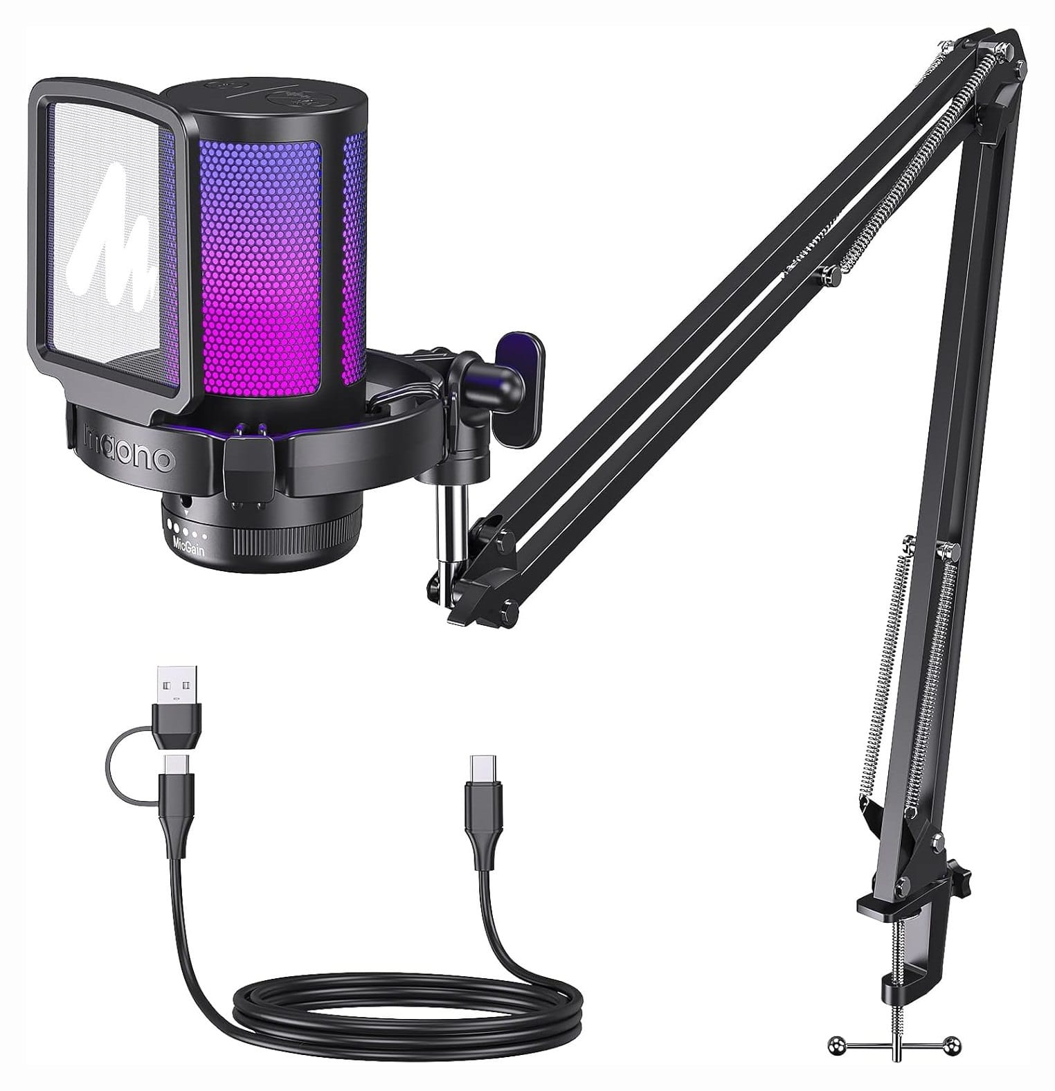 Maono DGM20S Gamerwave Condenser USB Gaming RGB Microphone - Black
