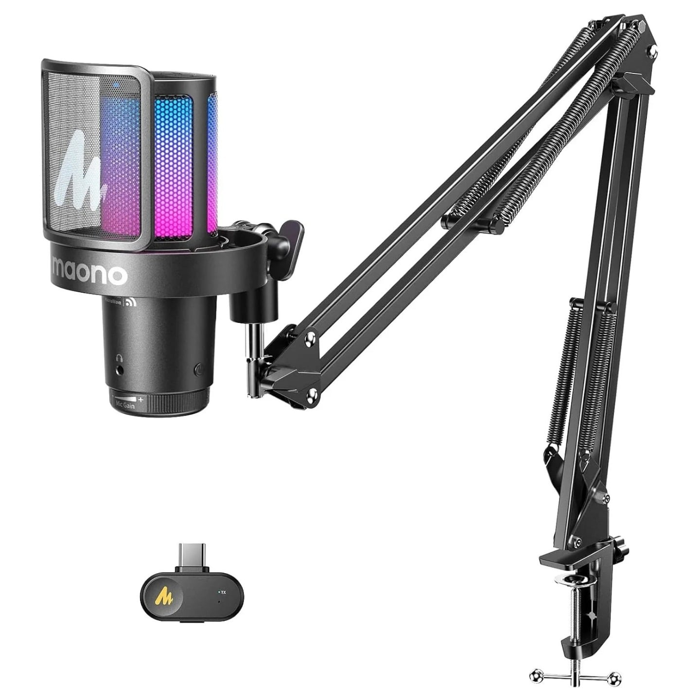 MAONO DGM20WS Wireless RGB Gaming Microphone - Black