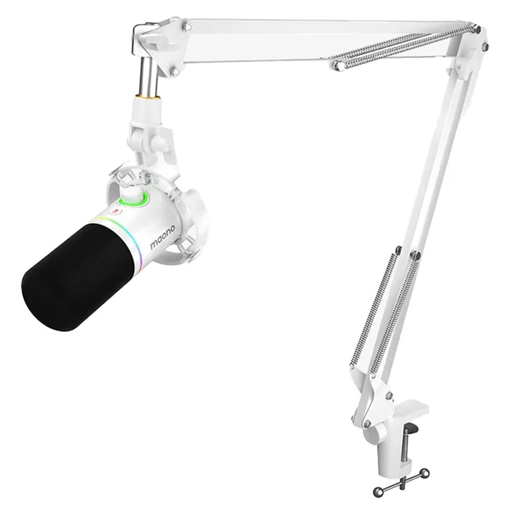 MAONO PD200XS USB/XLR Dynamic Microphone Set with Boom Arm (White)