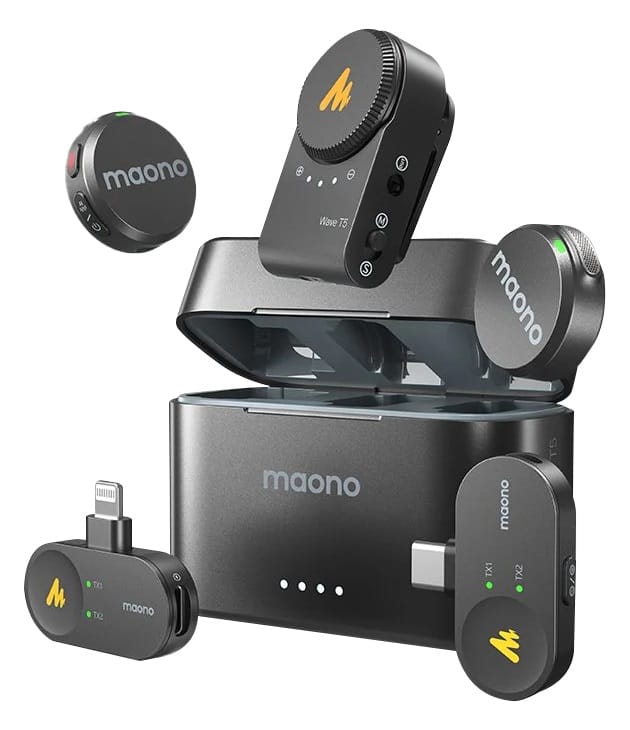Maono WAVE T5 Wireless Lavalier Microphone For Camera / Lightning / Type-C