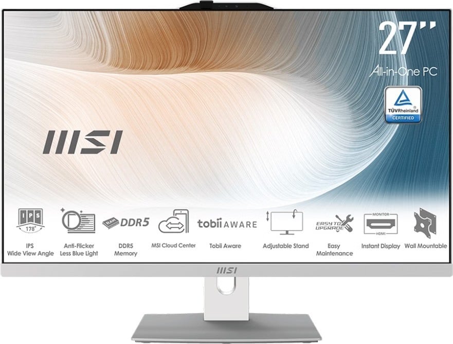 (Damaged Box) MSI Modern AM272P 1M 27" All-In-One PC, Core 5-120U, 16GB RAM, 1TB SSD, Windows 11 Home - White