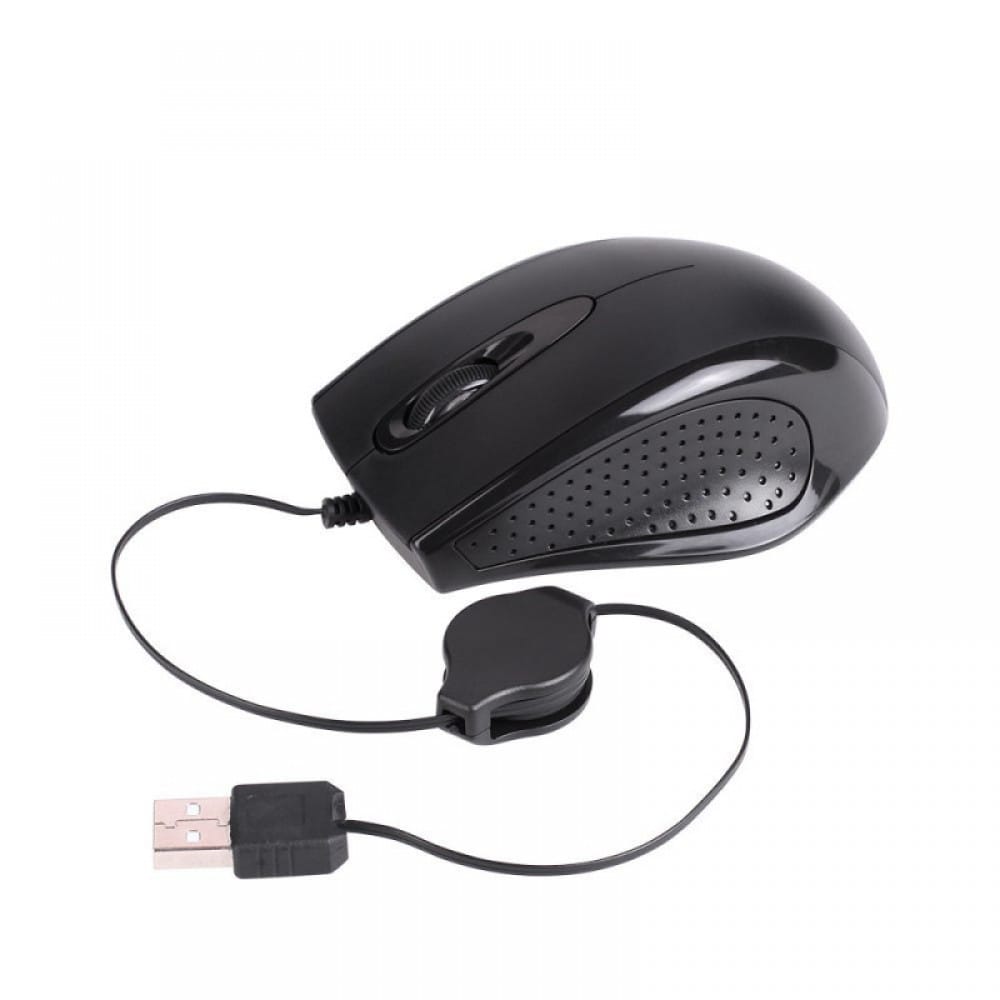 Laser Mouse Retractable USB Optical 3D Black