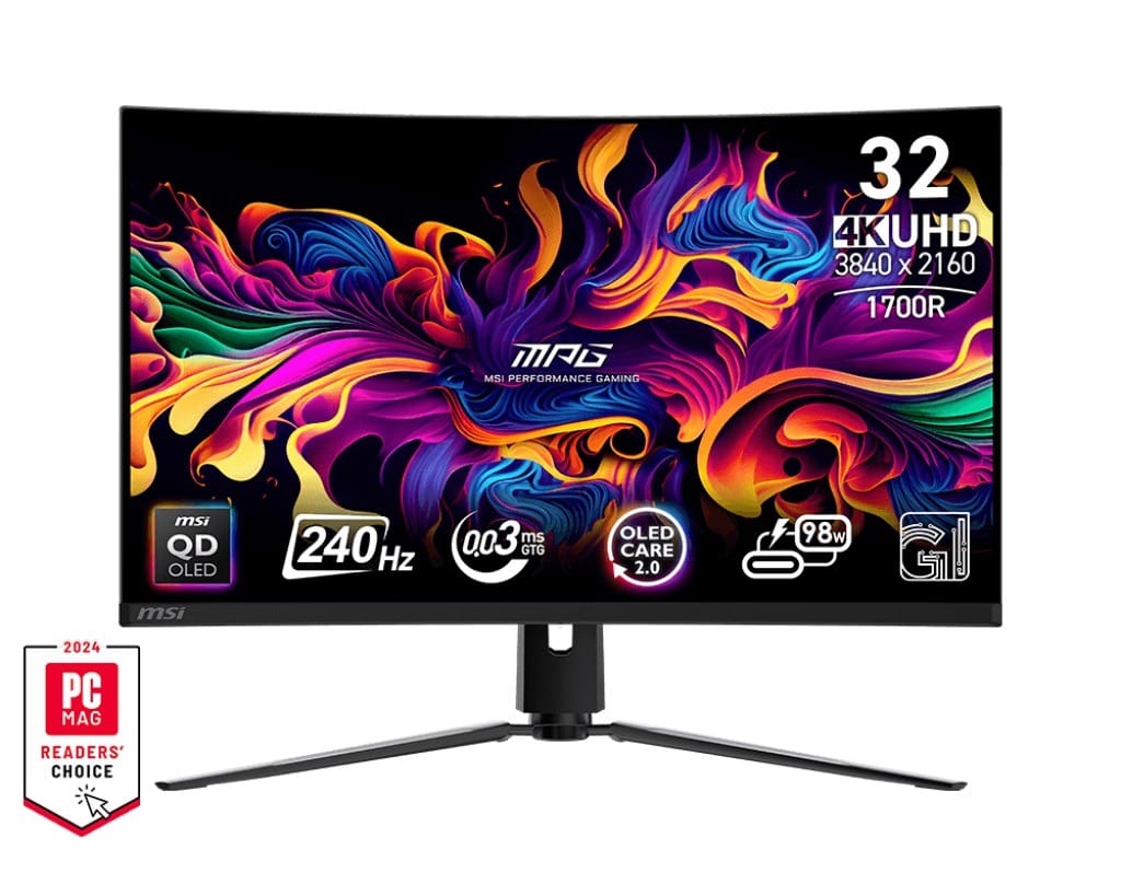 MSI MPG 321CURX QD-OLED 32" UHD 0.03ms 240Hz Curved Height Adjustable Gaming Monitor