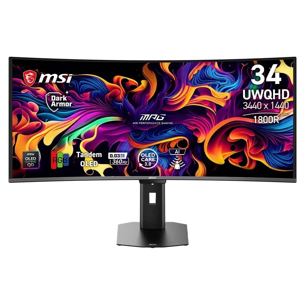 MSI MPG 341CQR X36 34" UWQHD QD-OLED  0.03ms 360Hz Curved G-SYNC Compatible Monitor