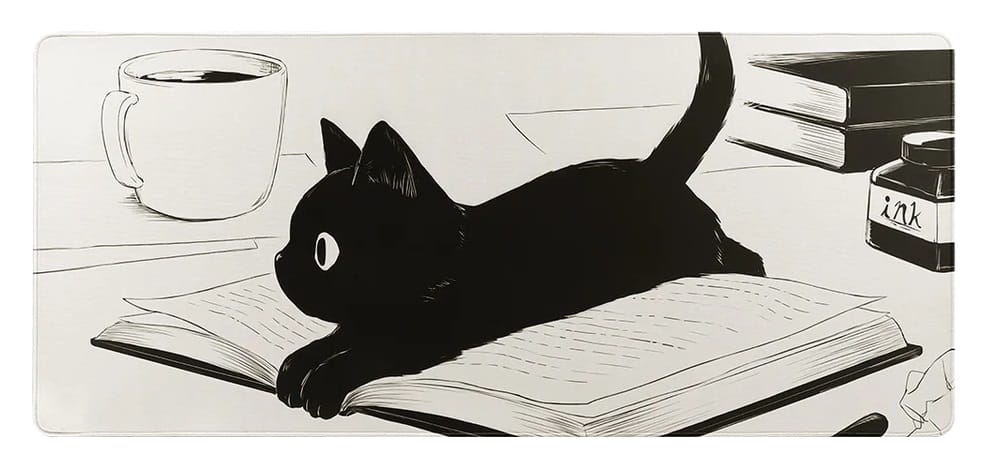 YUNZII Keynovo Desk Mat 900x400x3mm Mousepad - Book Cat
