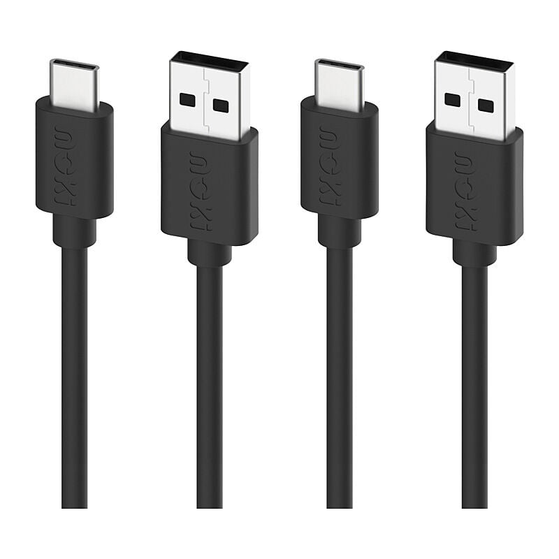 Moki USB-A to USB-C SynCharge Cable 1m Jet 2-Pack - Black