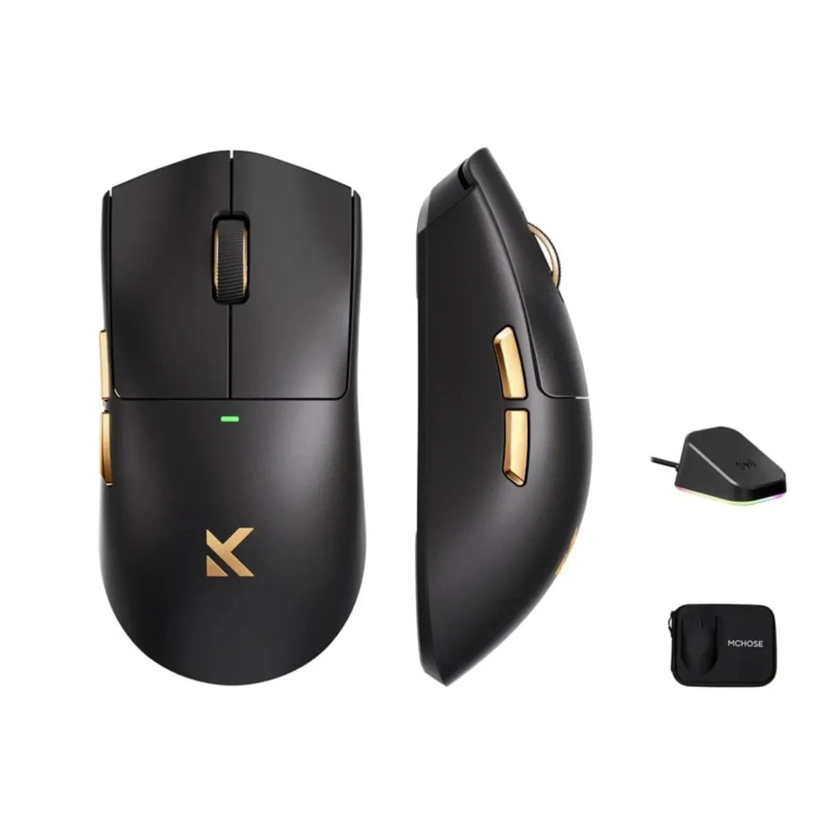 MCHOSE K7 Ultra 8K Lightweight Wireless Gaming Mouse with Charging Dock and Carry Case - Black