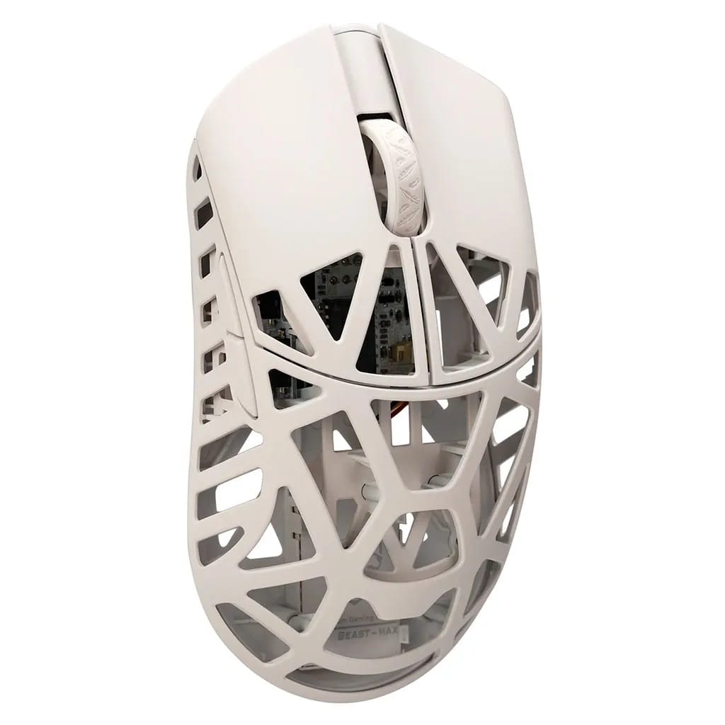 WLMOUSE Beast X Max Magnesium Omron Opticals Side Slits Wireless Gaming Mouse - Milky White