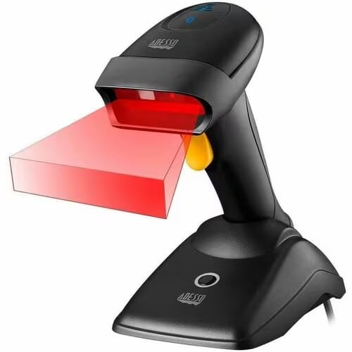 Adesso NuScan 2500 Antimicrobial and Waterproof 2D Barcode Scanner with Charging Cradle