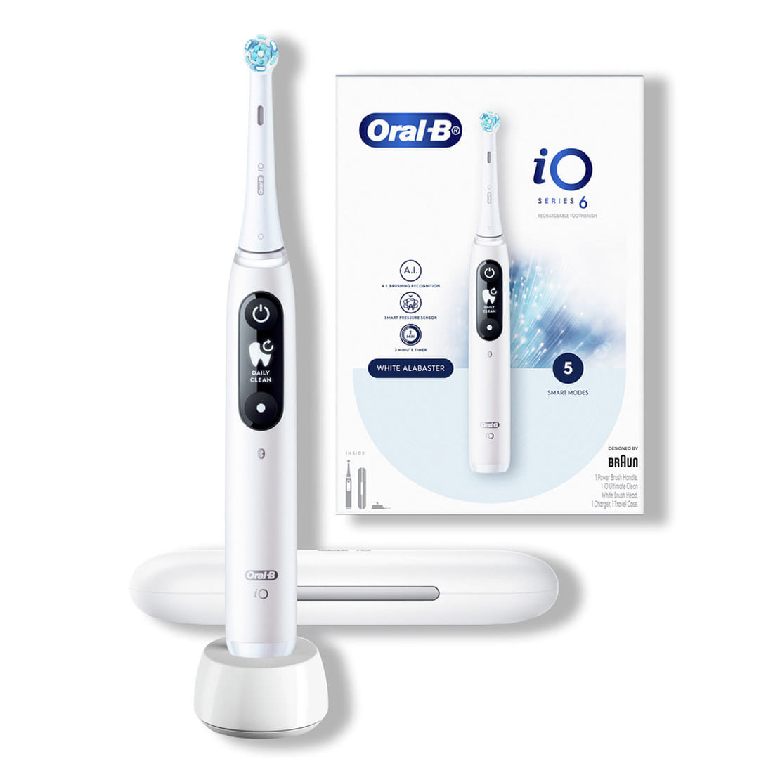 Oral-B iO 6 Series Rechargeable Electric Toothbrush With Travel Case - White
