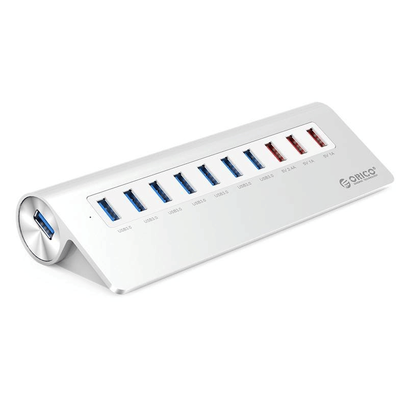 Orico Aluminum 7-Port USB3.0 Hub with 3 Charging Port - Silver
