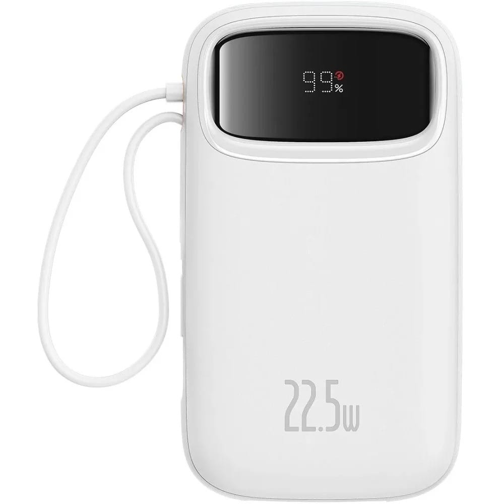 Baseus QPow2 20000mAh 22.5W Digital Display Fast Charge Power Bank - White
