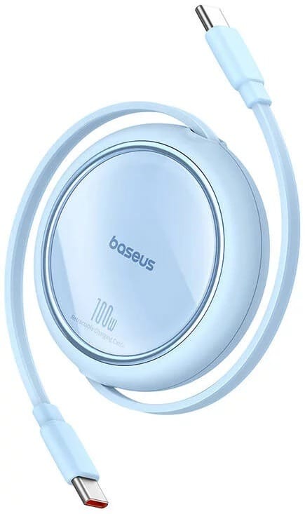 Baseus Free2Draw Mini Retractable 1m USB-C 100W Charging Cable - Blue