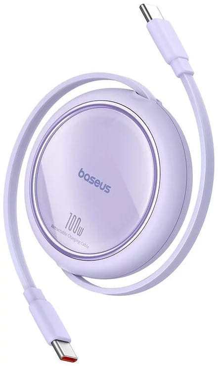 Baseus Free2Draw Mini Retractable 1m USB-C 100W Charging Cable - Purple