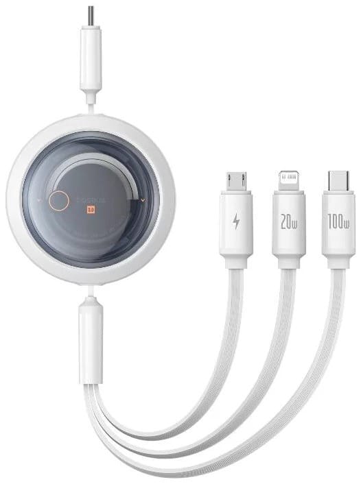 Baseus Free2Draw USB-C to Micro+Llightning+USB-C Charging Cable - White