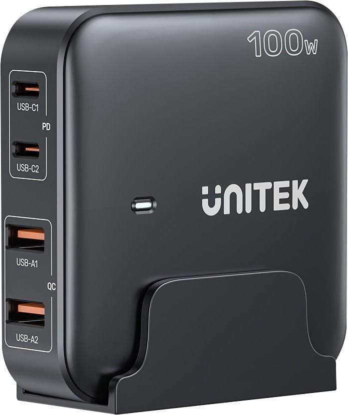 Unitek 100W 4-1 Desktop GaN Charger With AU Power - Black