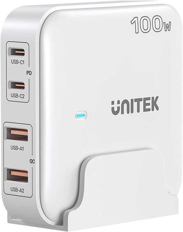Unitek 100W 4-1 Desktop GaN Charger With AU Power - White