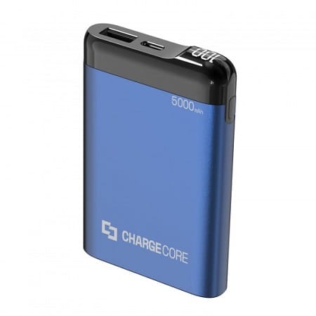 Laser 5000mAh Power Bank with LED Display - Blue