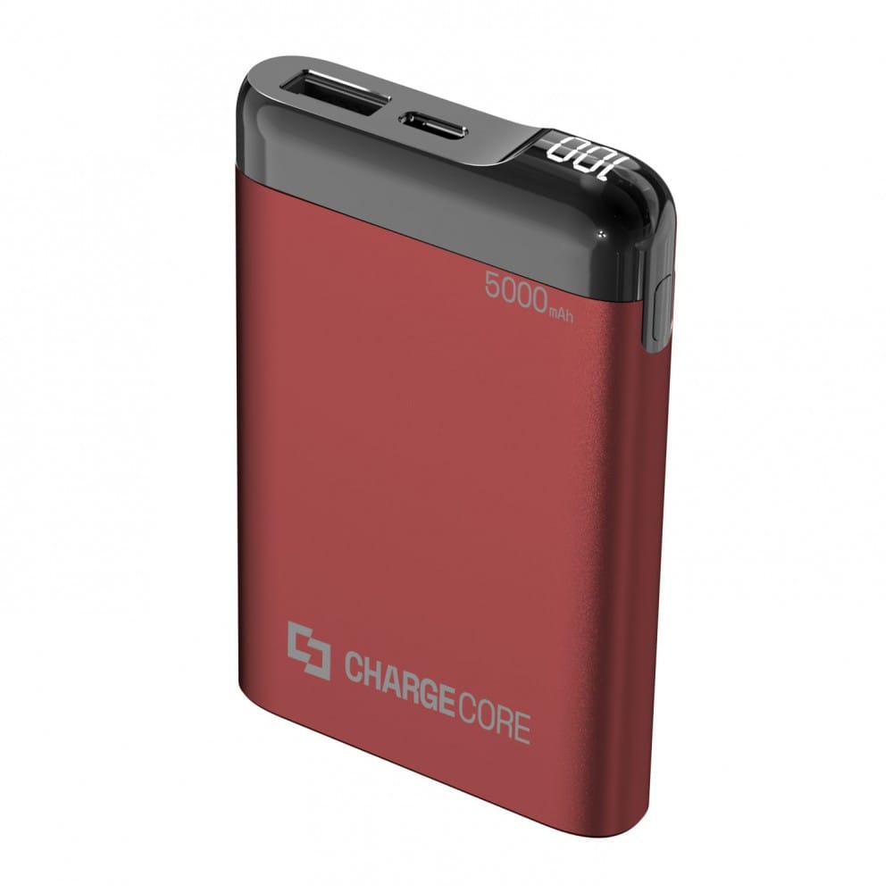 Laser 5000mAh Power Bank with LED Display Red