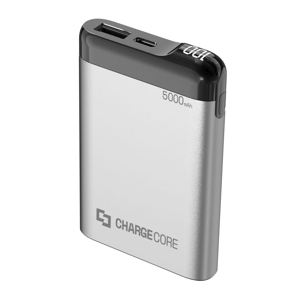 Laser 5000mAh Power Bank with LED Display - Silver
