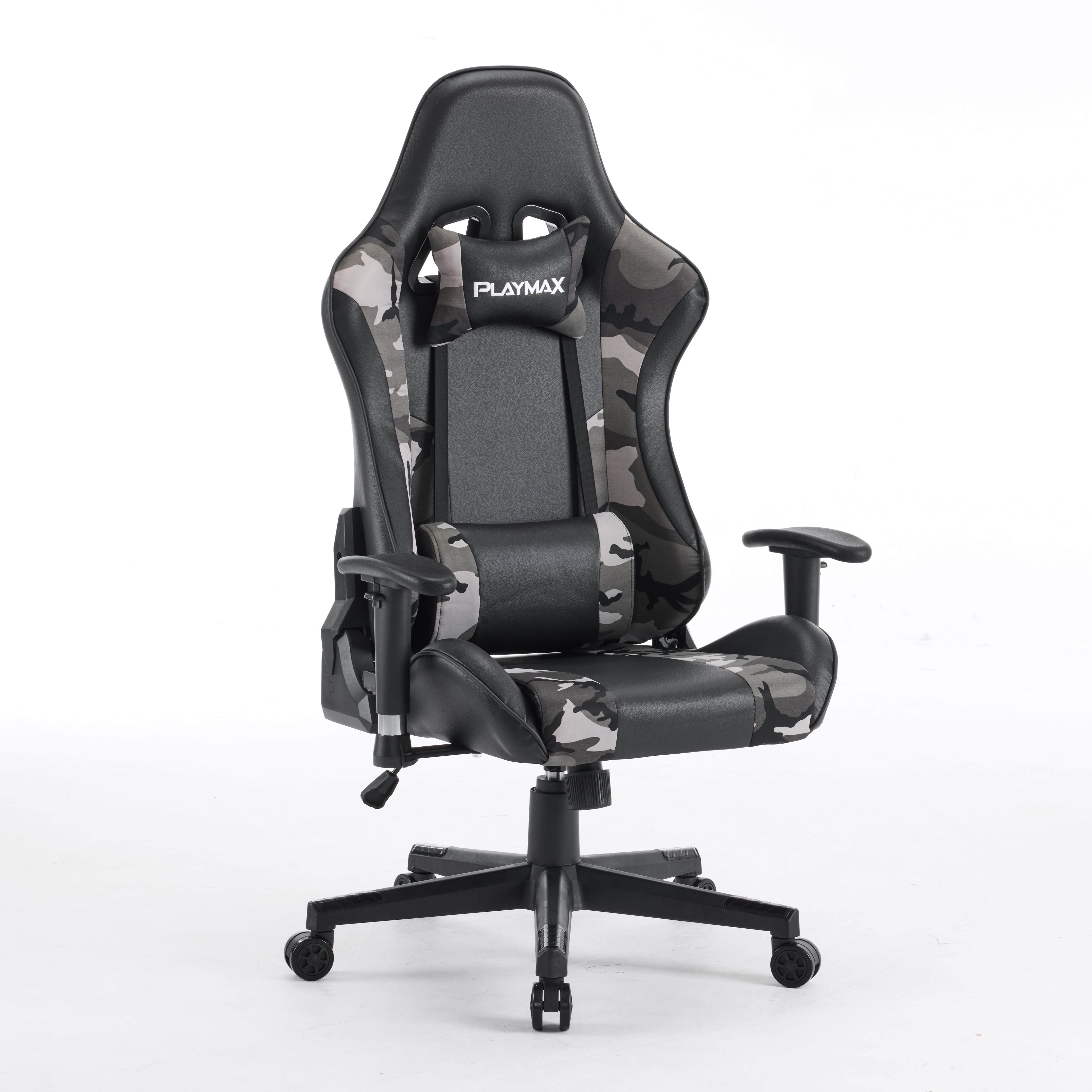 Playmax Elite Fabric Gaming Chair - Black and Grey Camo