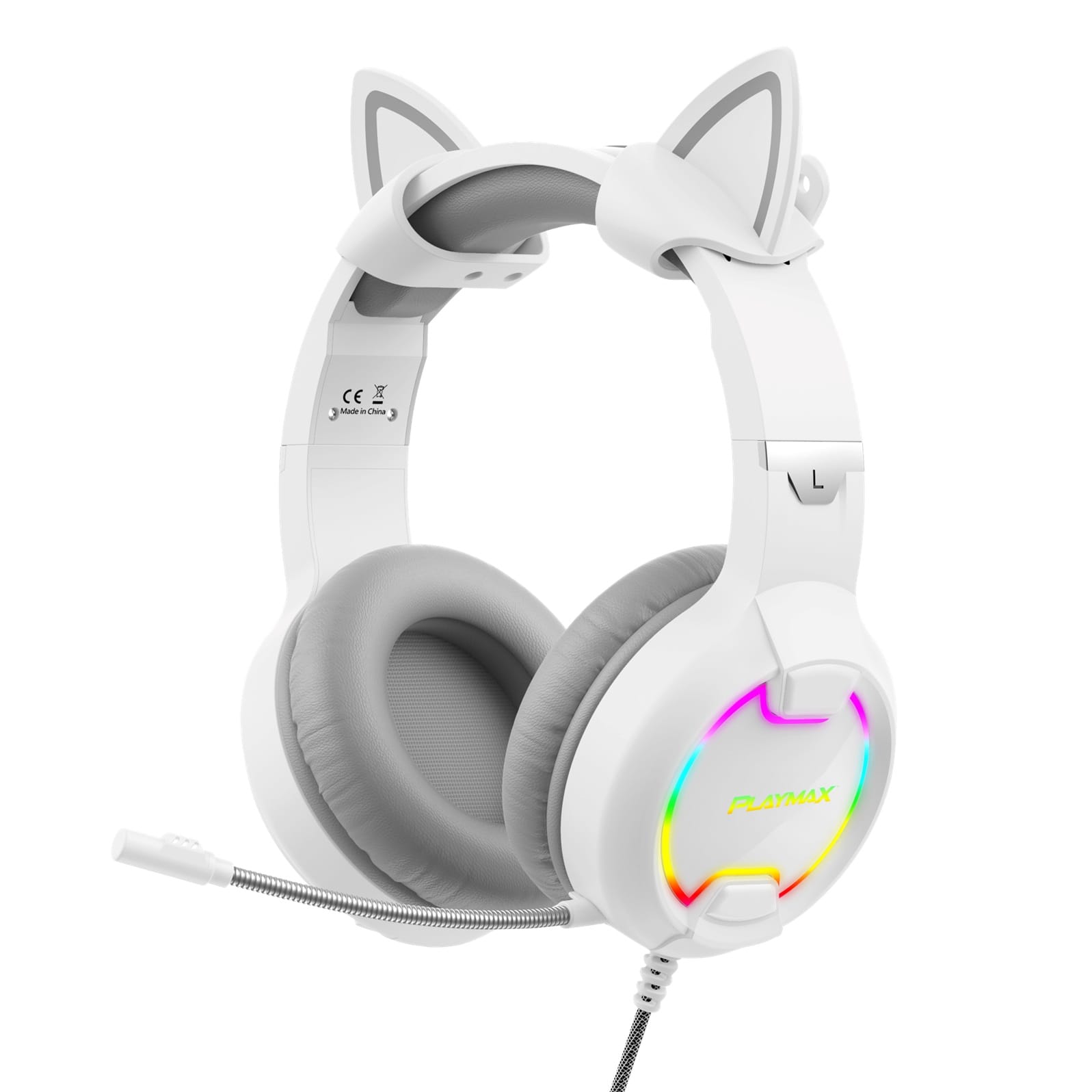 Playmax RGB Cat Ear Headset - White