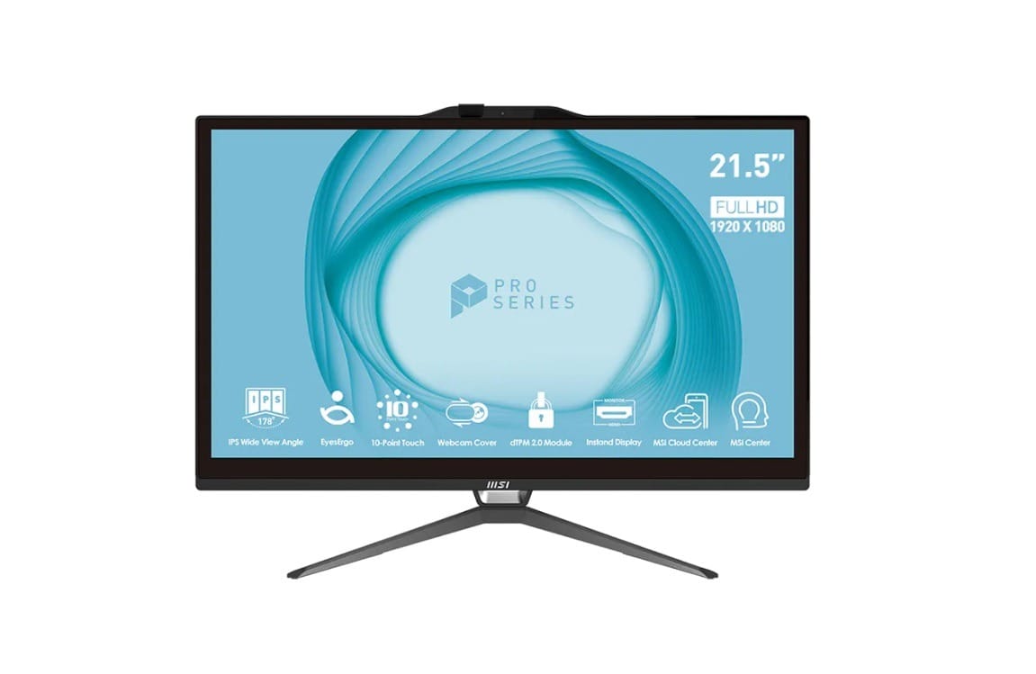 (Refurbished) MSI Pro AP222T 13M 027AU 21.5" FHD Touchscreen All in One Desktop, Pentium G7400, 4GB RAM, 128GB SSD, Windows 11 Home