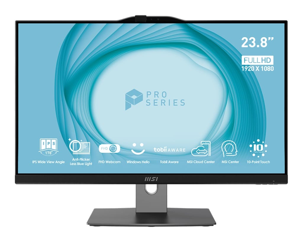 MSI Pro AP243TP 12M 23.8" FHD Touchscreen All in One PC, i5-12400, 8GB RAM, 512GB SSD, Windows 11 Pro Black