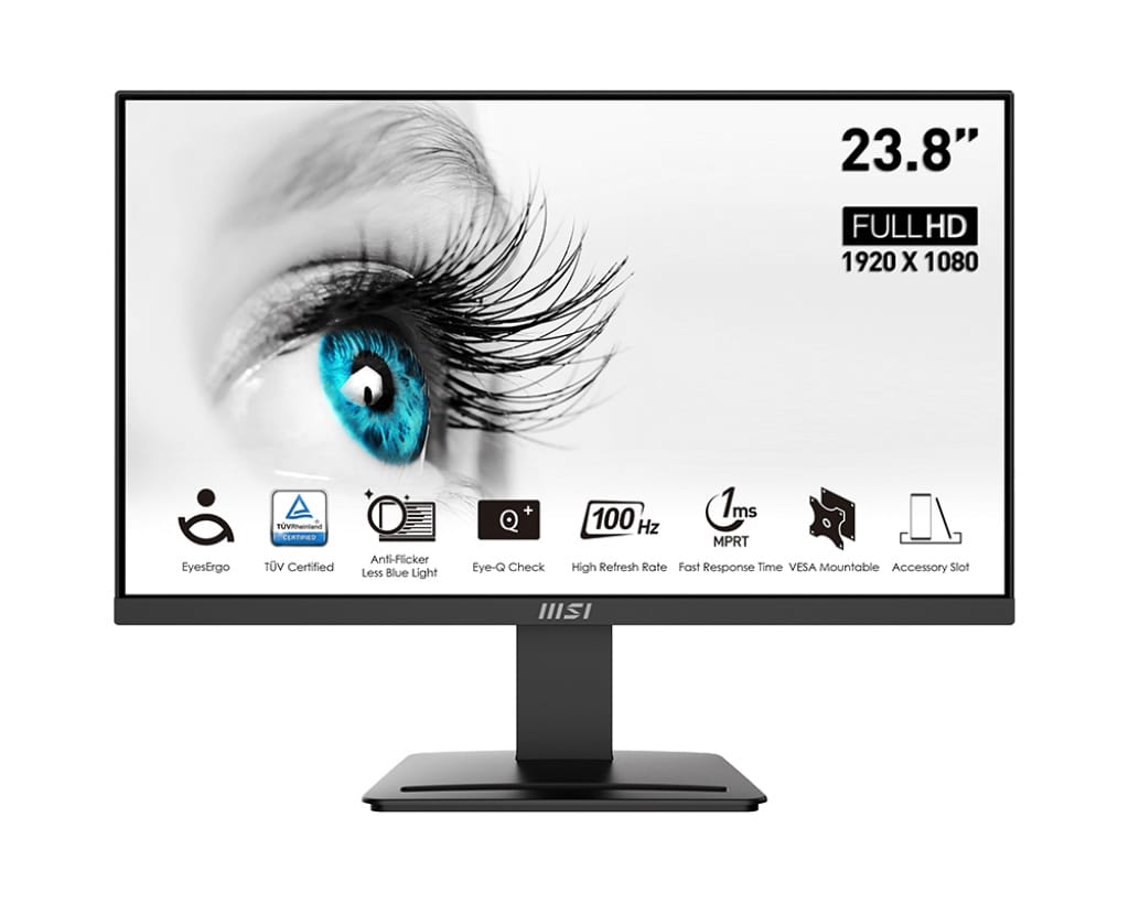 MSI PRO MP2412 23.8" FHD VA 1ms 100Hz Professional Business Monitor