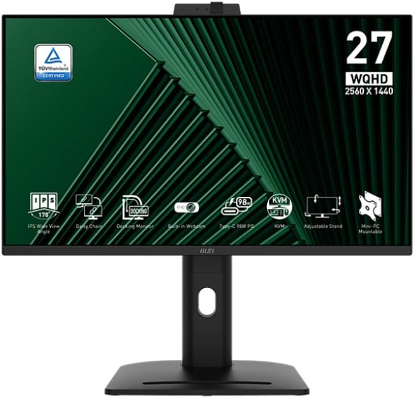 MSI PRO MP275QPDG 27" WQHD IPS 1ms 100Hz USB-C Height Adjustable Monitor
