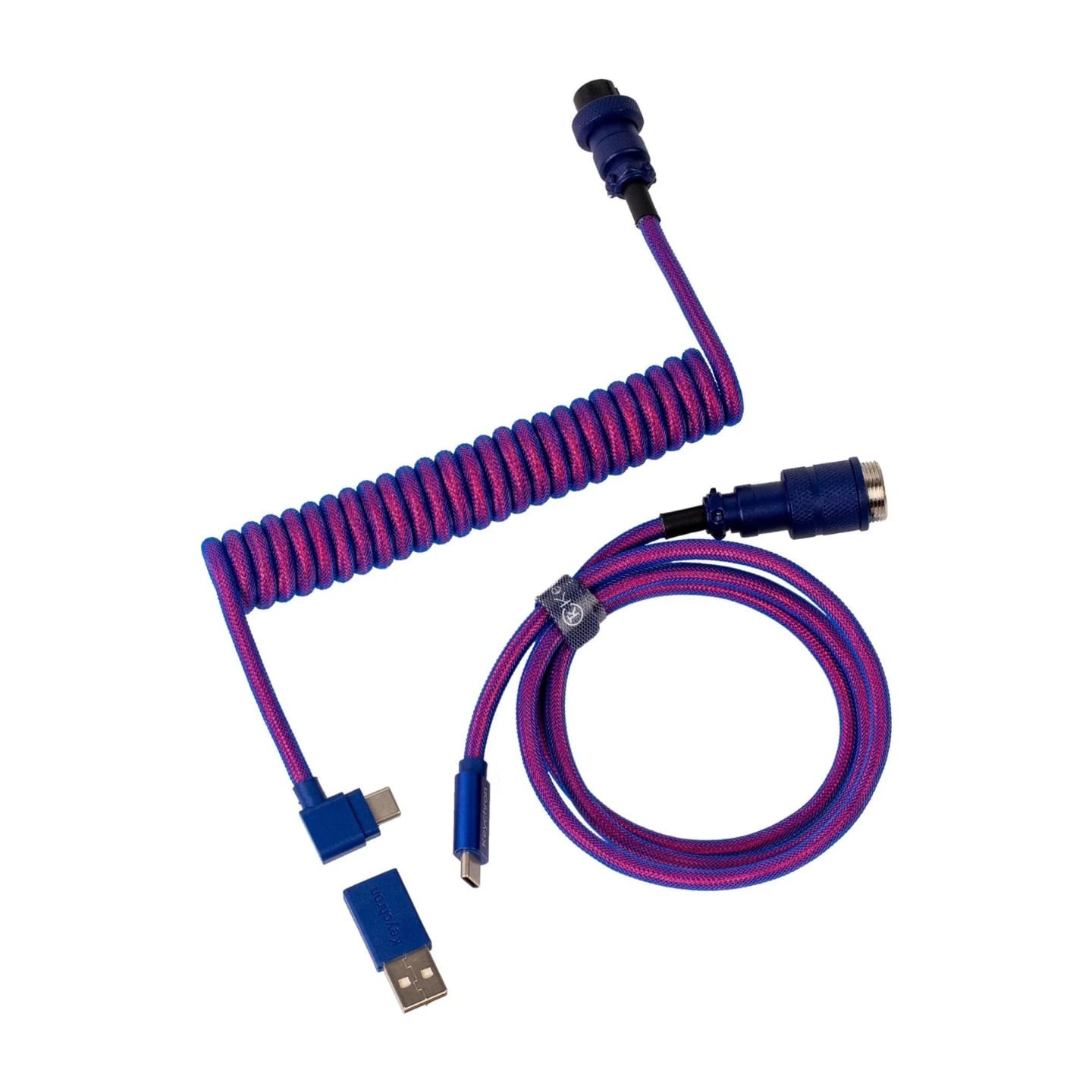 Keychron Premium Coiled Aviator Cable Purple- Angled