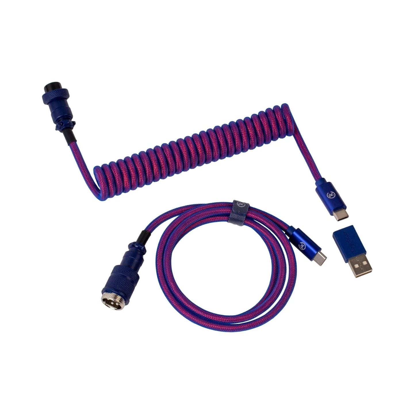 Keychron Premium Coiled Aviator Cable Purple- Straight
