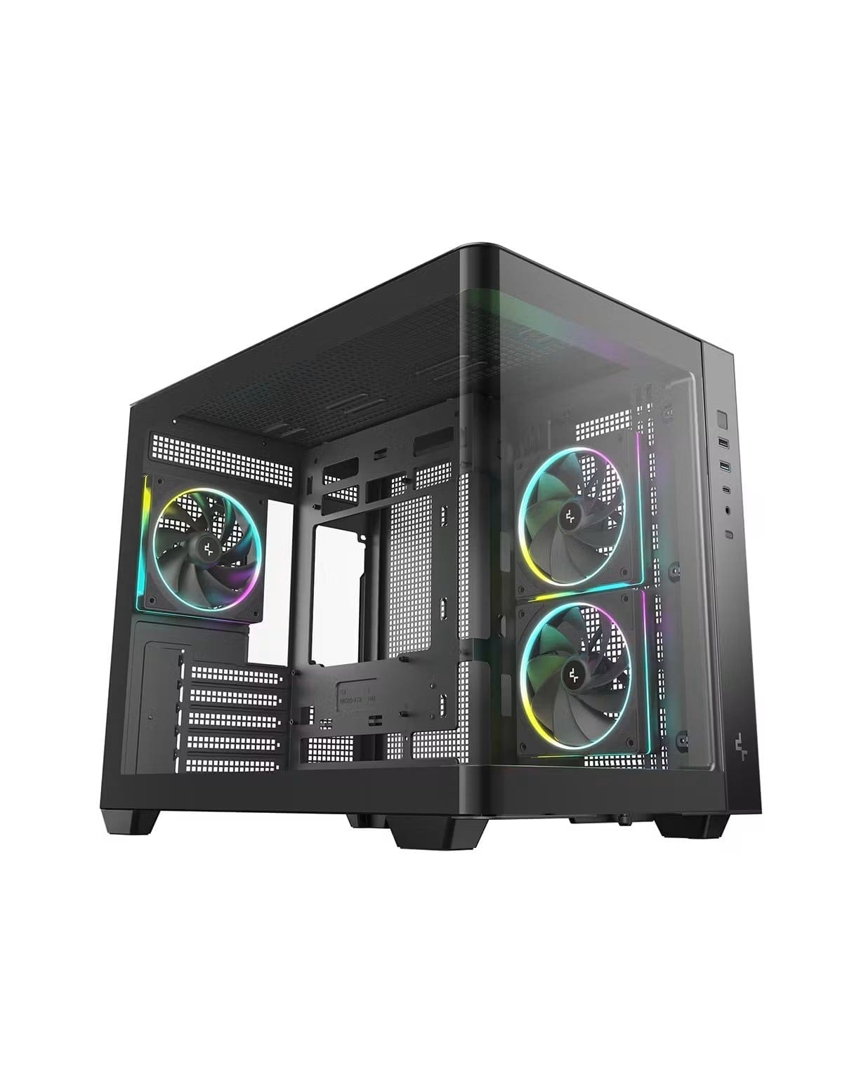 DeepCool CG330U 3F Curved Micro-ATX Tempered Glass Side Panel Computer Case - No PSU