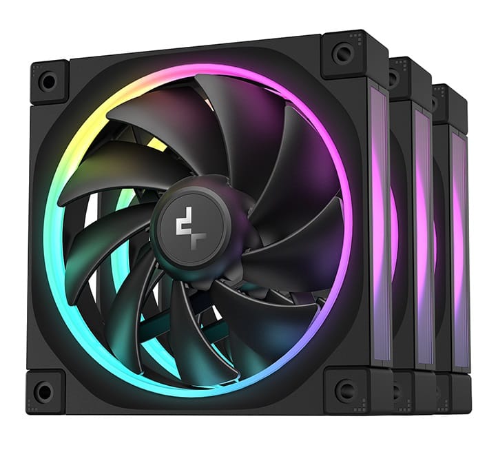 DeepCool FL12 3-in-1 ARGB Ring 120mm PWM Case Fan - Black 3-Pack