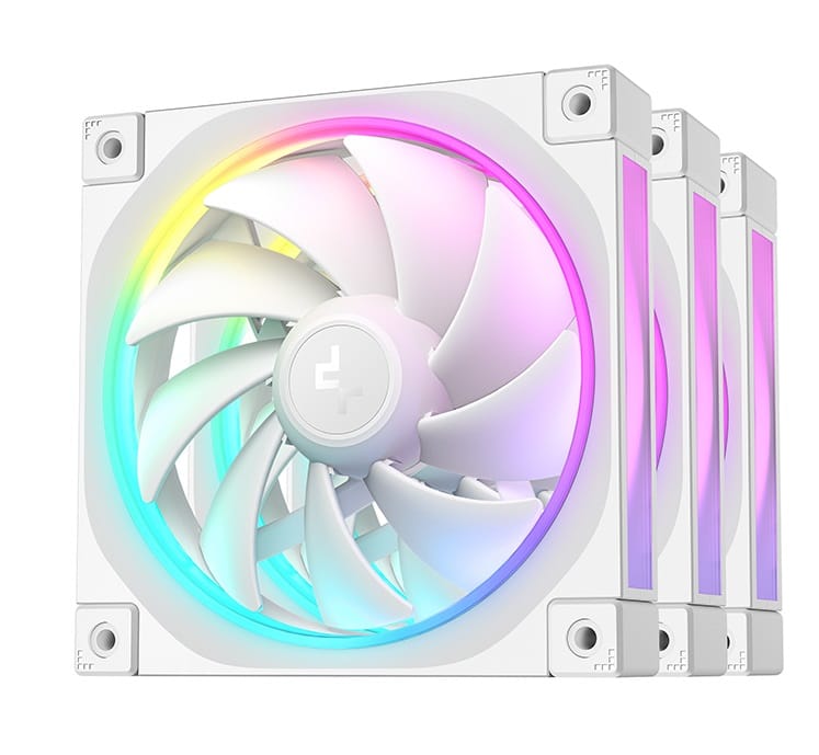 DeepCool FL12 3-in-1 ARGB Ring 120mm Case Fan - White 3-Pack