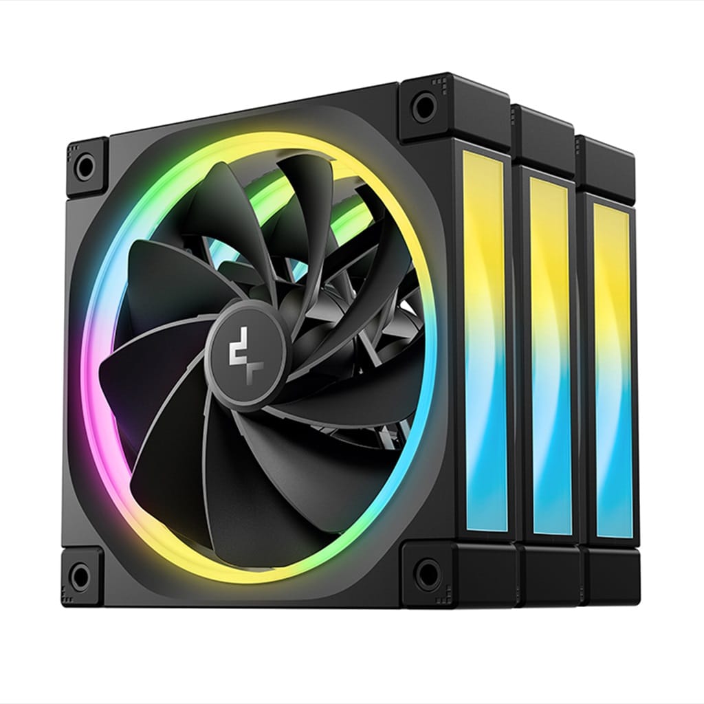 DeepCool FL12R Reverse 120mm ARGB PWM Case Fan - 3-Pack - Black