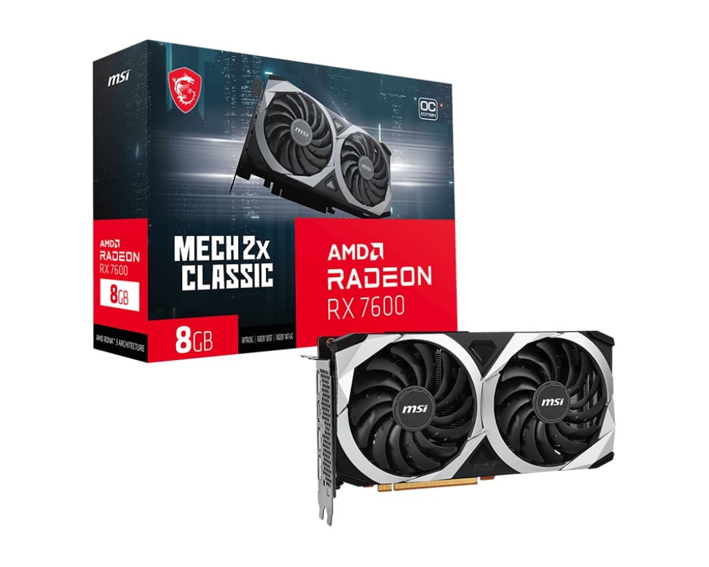 MSI Radeon RX 7600 Mech 2X Classic 8G OC Graphics Card