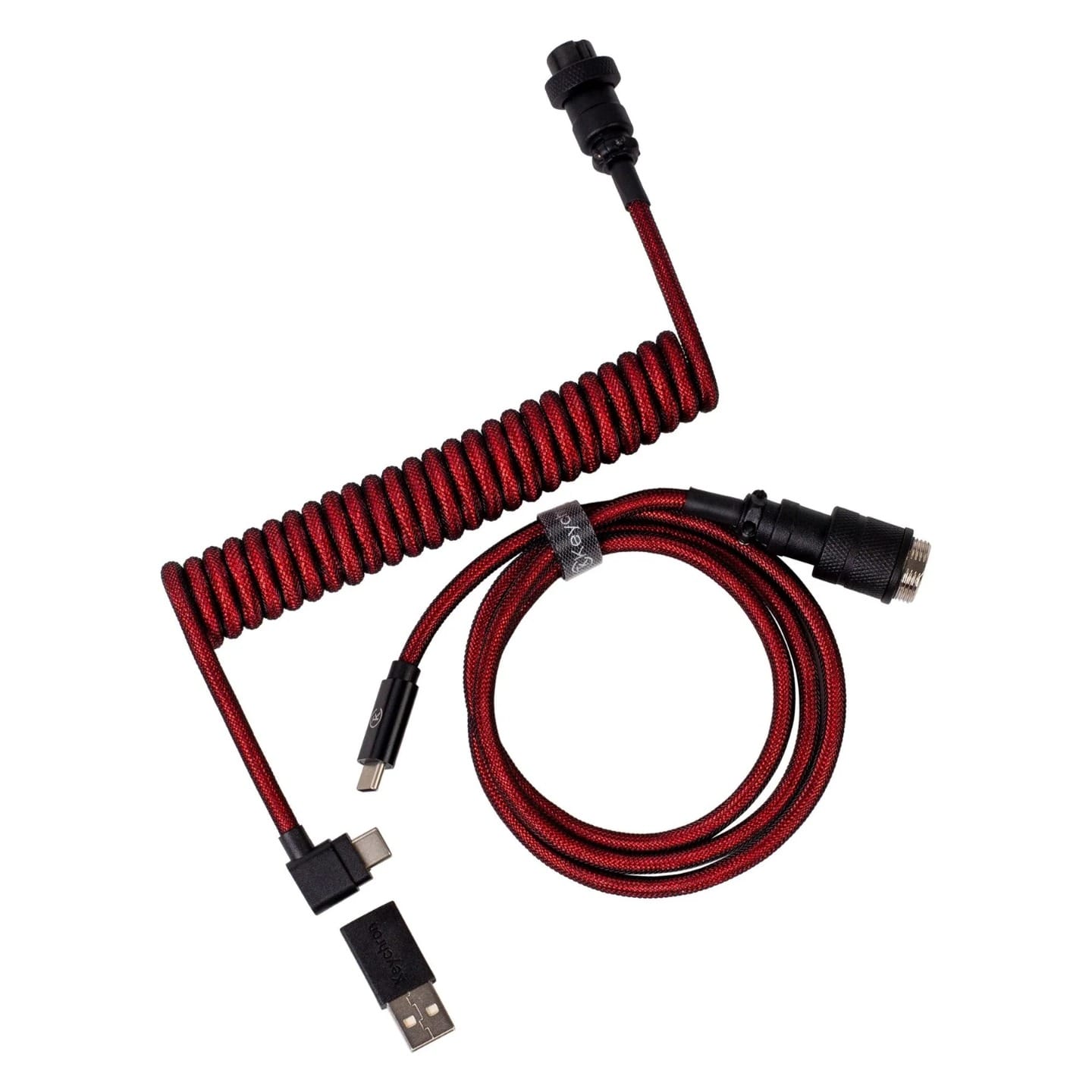 Keychron Premium Coiled Aviator Cable Red- Angled